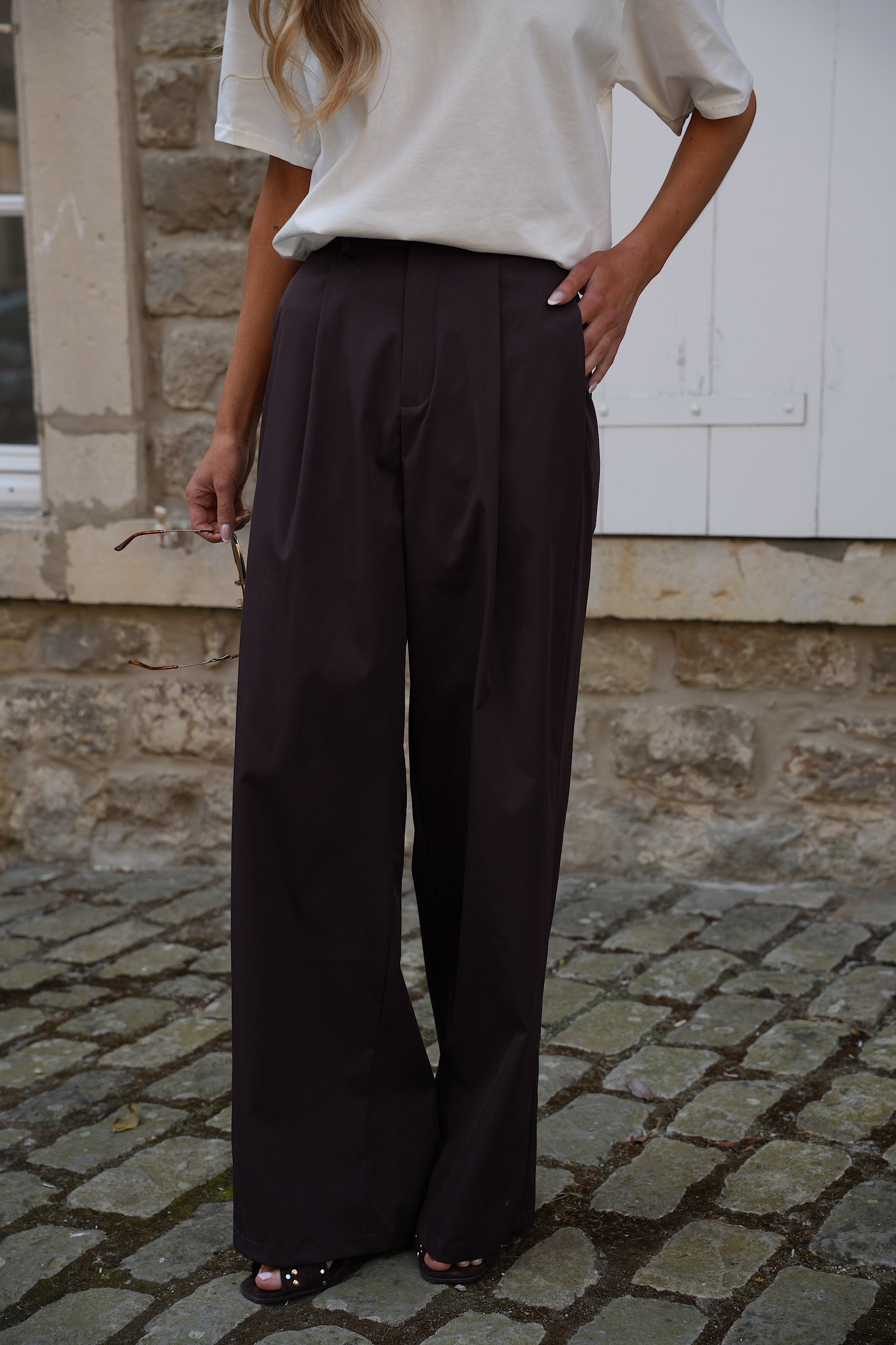 Pantalon Ample Meryam - Prune