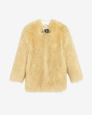 Short Mongolian Faux Fur Coat Petra Panna Cotta