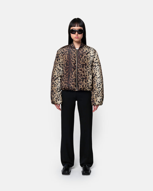 Leni Quilted Leopard Bomber Jacket