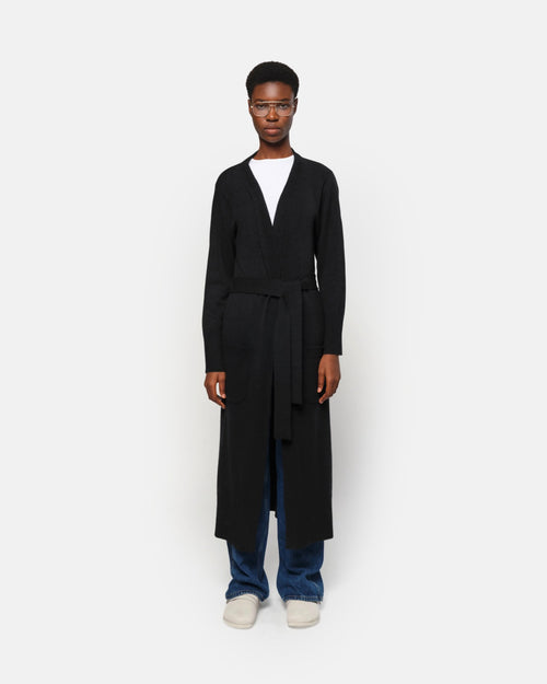 Alessi Black Belted Long Cardigan