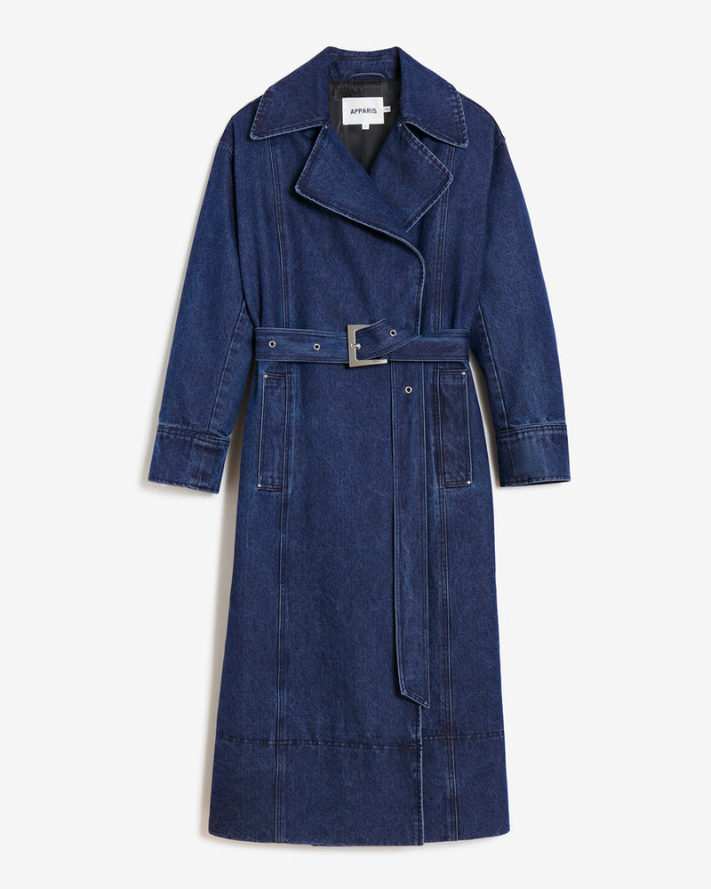 Tate Indigo Denim Trench Coat