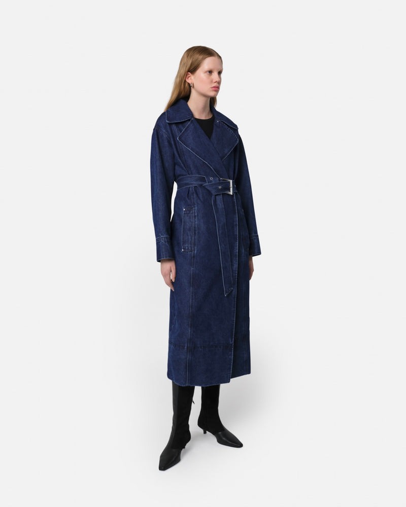 Tate Indigo Denim Trench Coat
