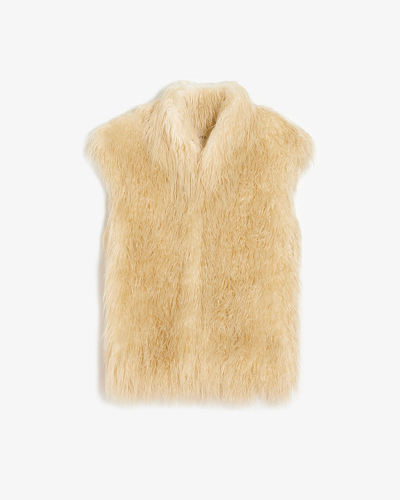 Laila Panna Cotta Mongolian Faux Fur Vest