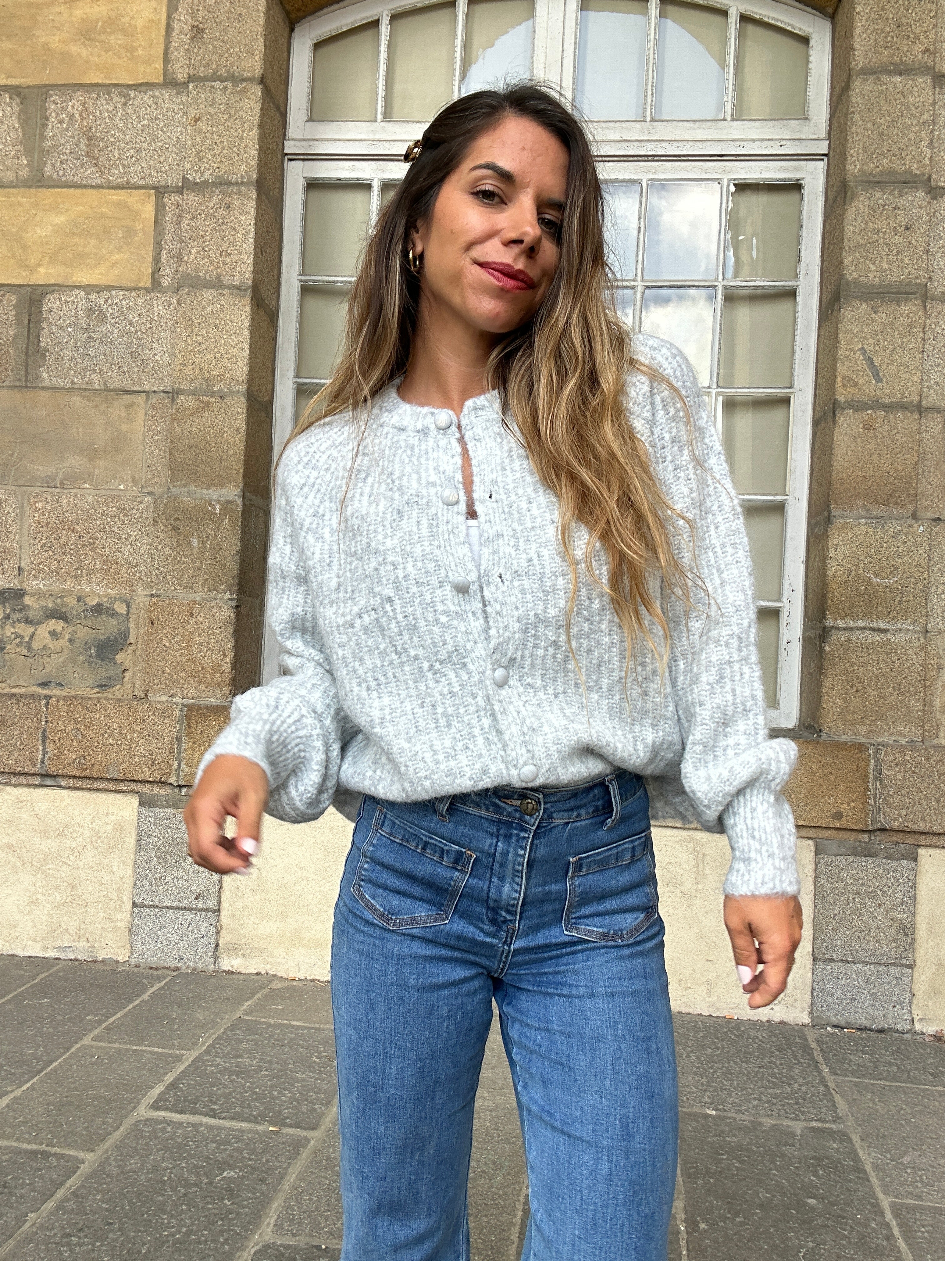 Irène light grey cardigan