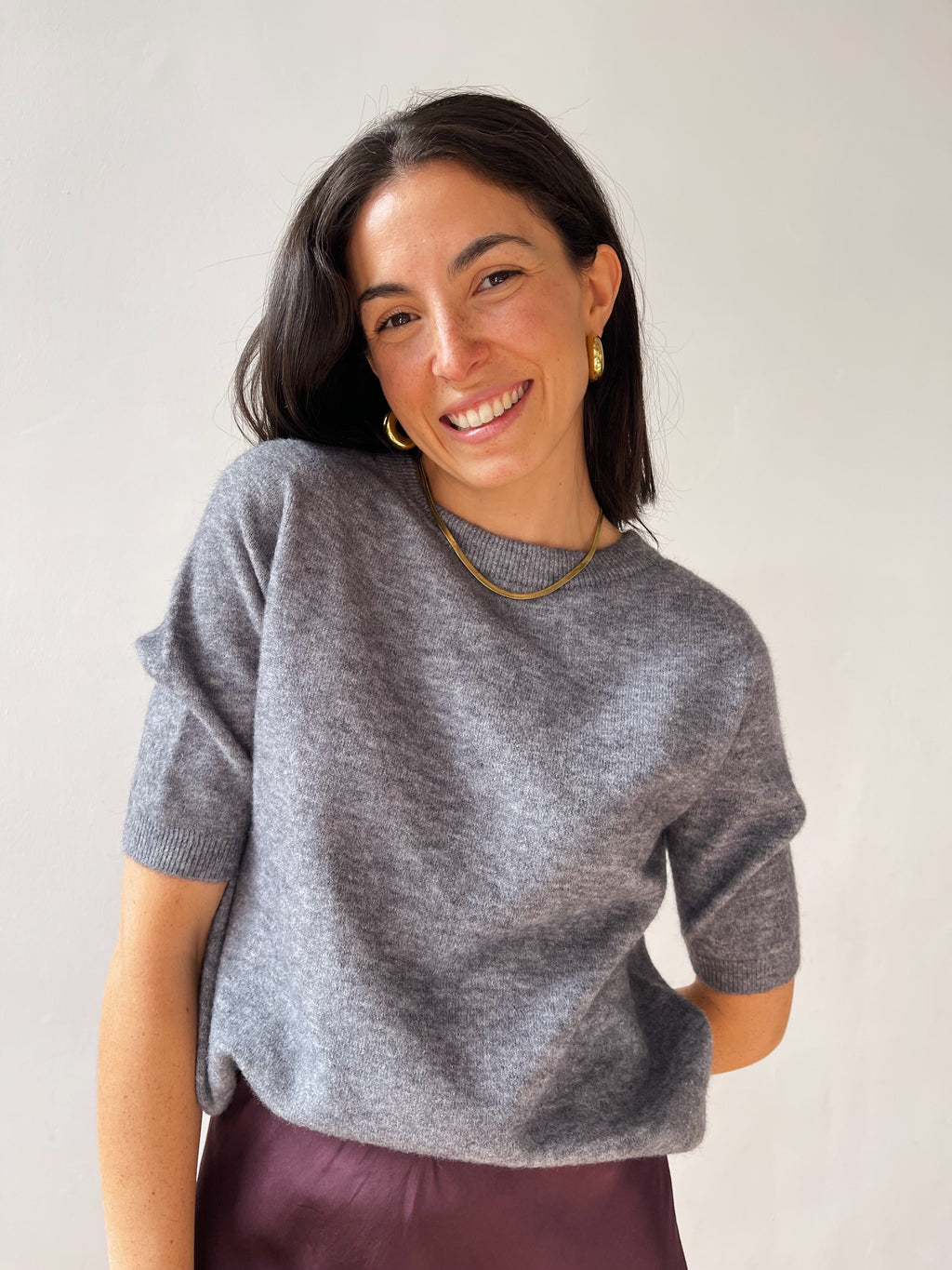 Gray Knitted T-Shirt