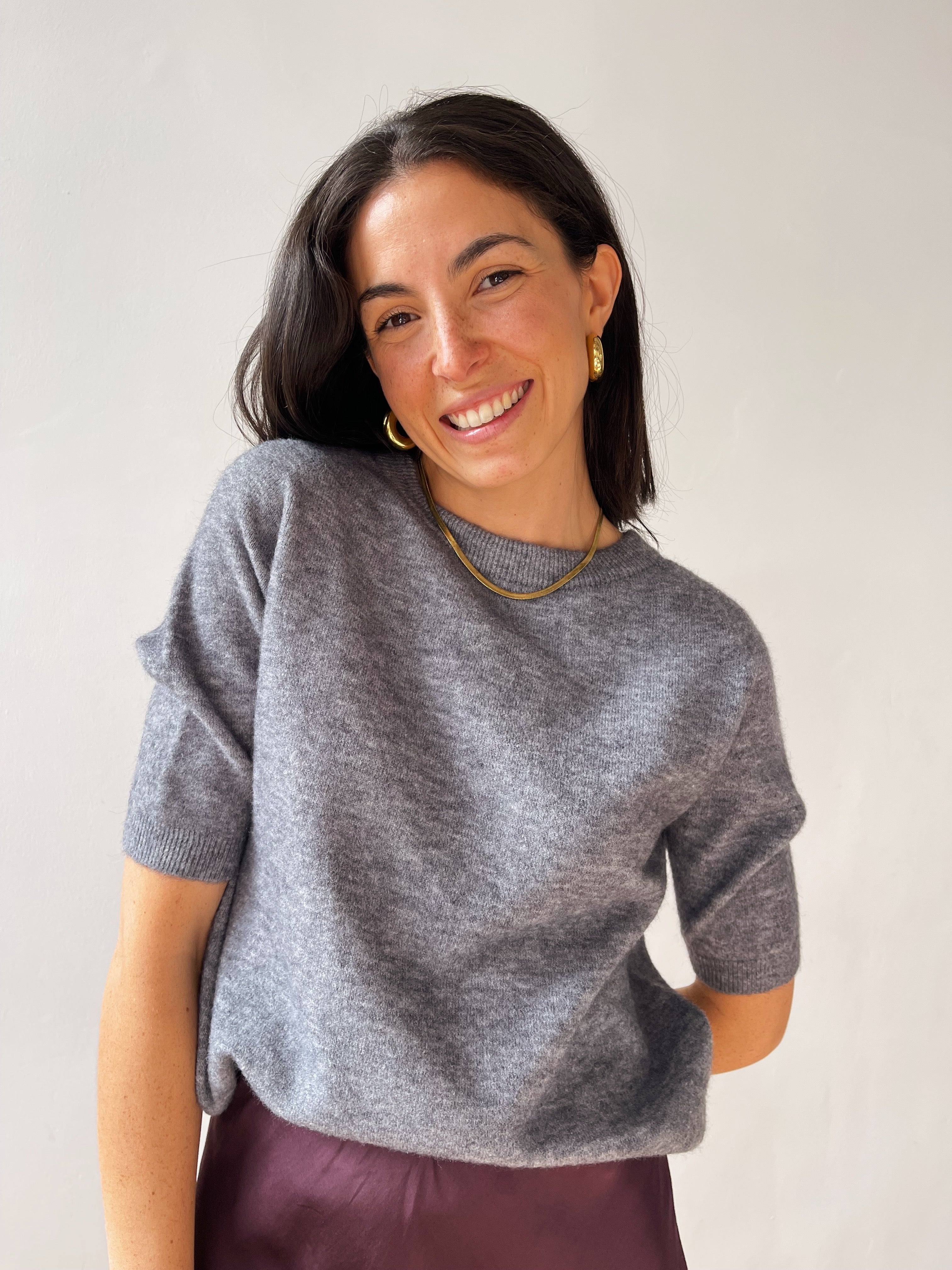 Gray Knitted T-Shirt
