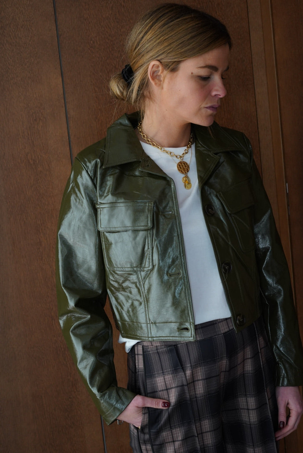 Scarlett Vinyl Jacket Khaki