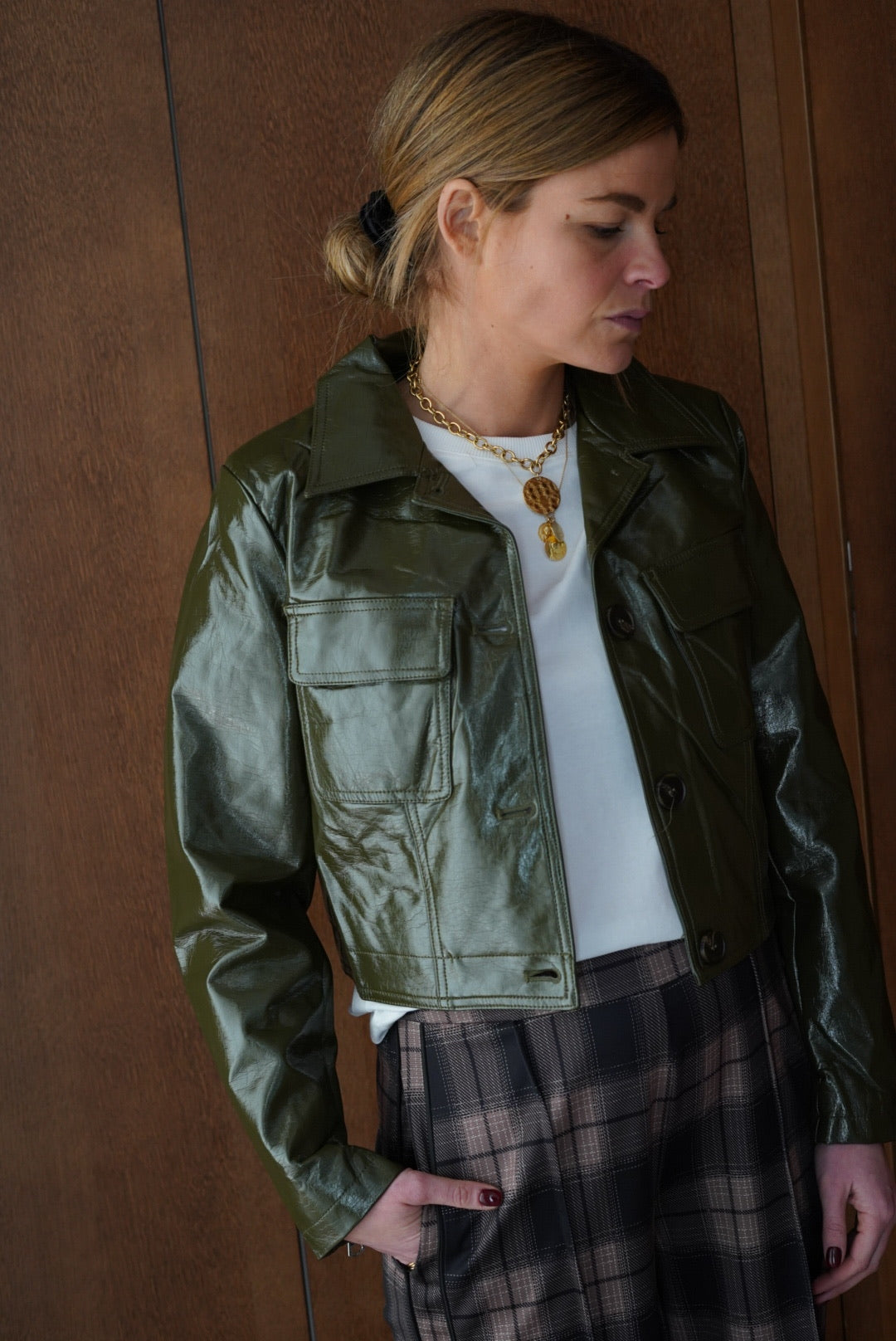 Scarlett Vinyl Jacket Khaki