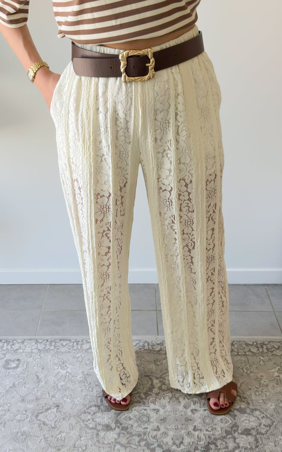 Seville Lace Trousers - Ecru