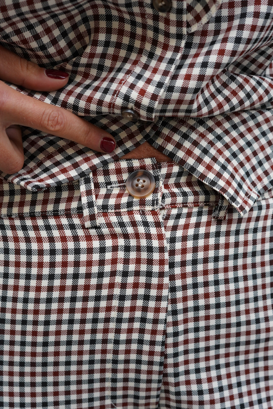 Eugene Check Trousers Ecru/Bordeaux