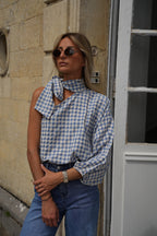 Pearl Gingham Blouse - Blue