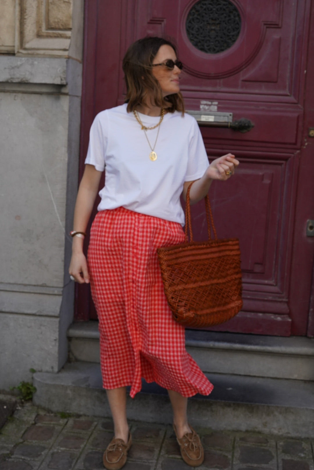 Arlette Vichy Skirt Pink/Red