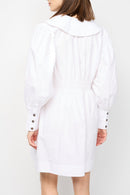 Mini-Robe Smockée À Col En V En Popeline De Coton - Bright White