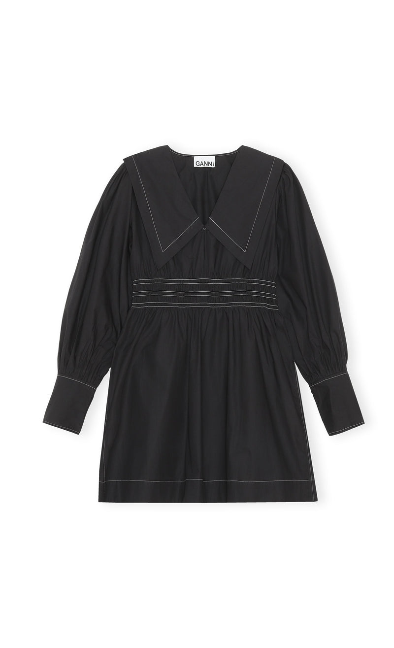 Vestido corto con cuello en V - Negro