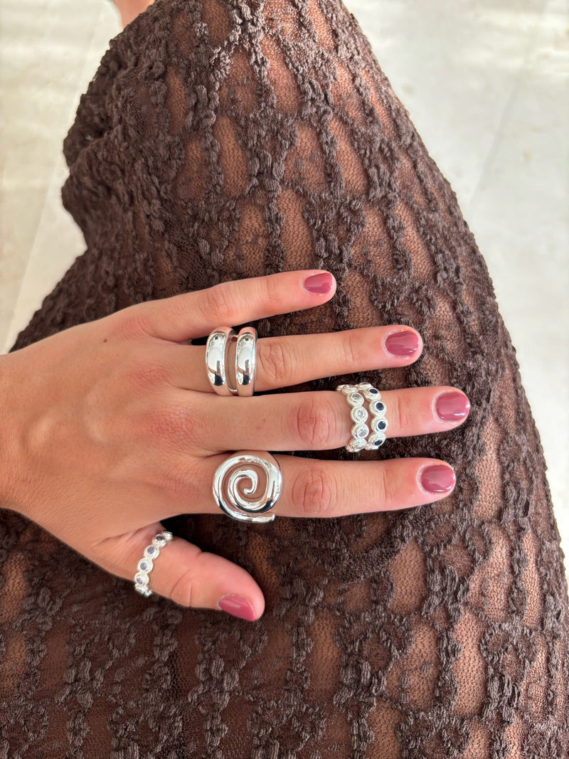 Bague Lágrima Blanco Plata