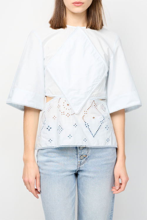 Blusa À Patch Broderie Anglaise - Illusion Azul
