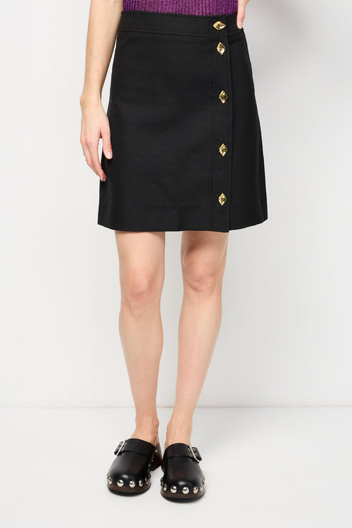Summer Button-Up Mini Skirt - Black