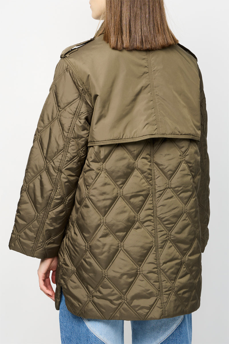 Ripstop Quilted Mid-Length Jacket - Kalamata