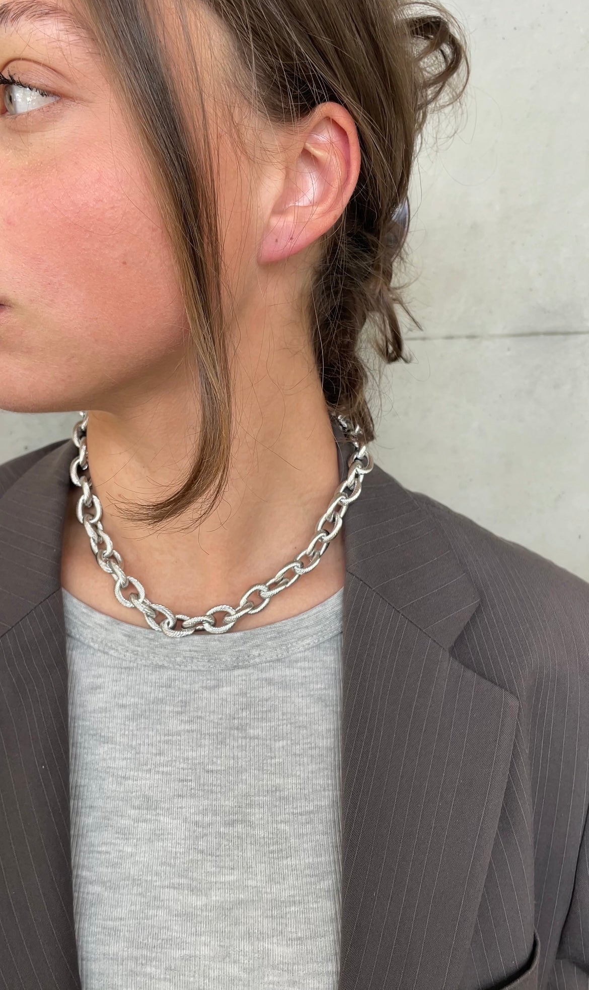 Collana a catena spessa rigata