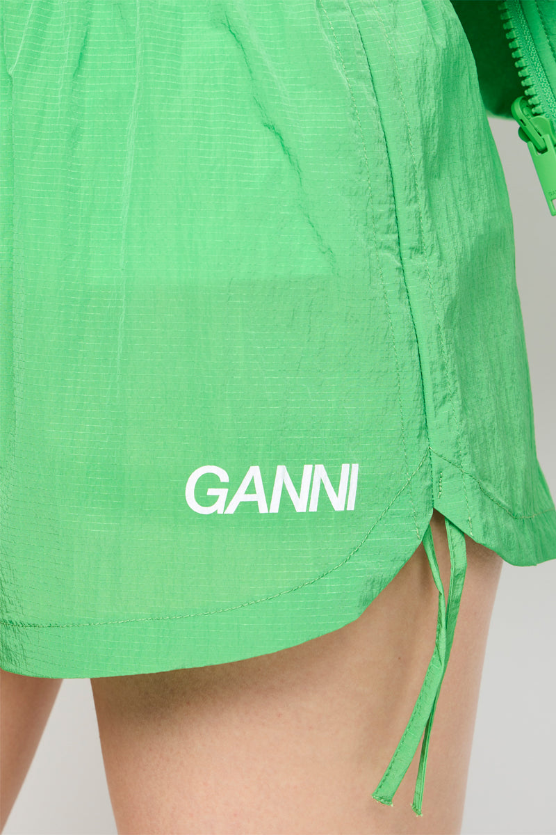 Ganni - Short Technique Léger À Cordon De Serrage - Classic Green