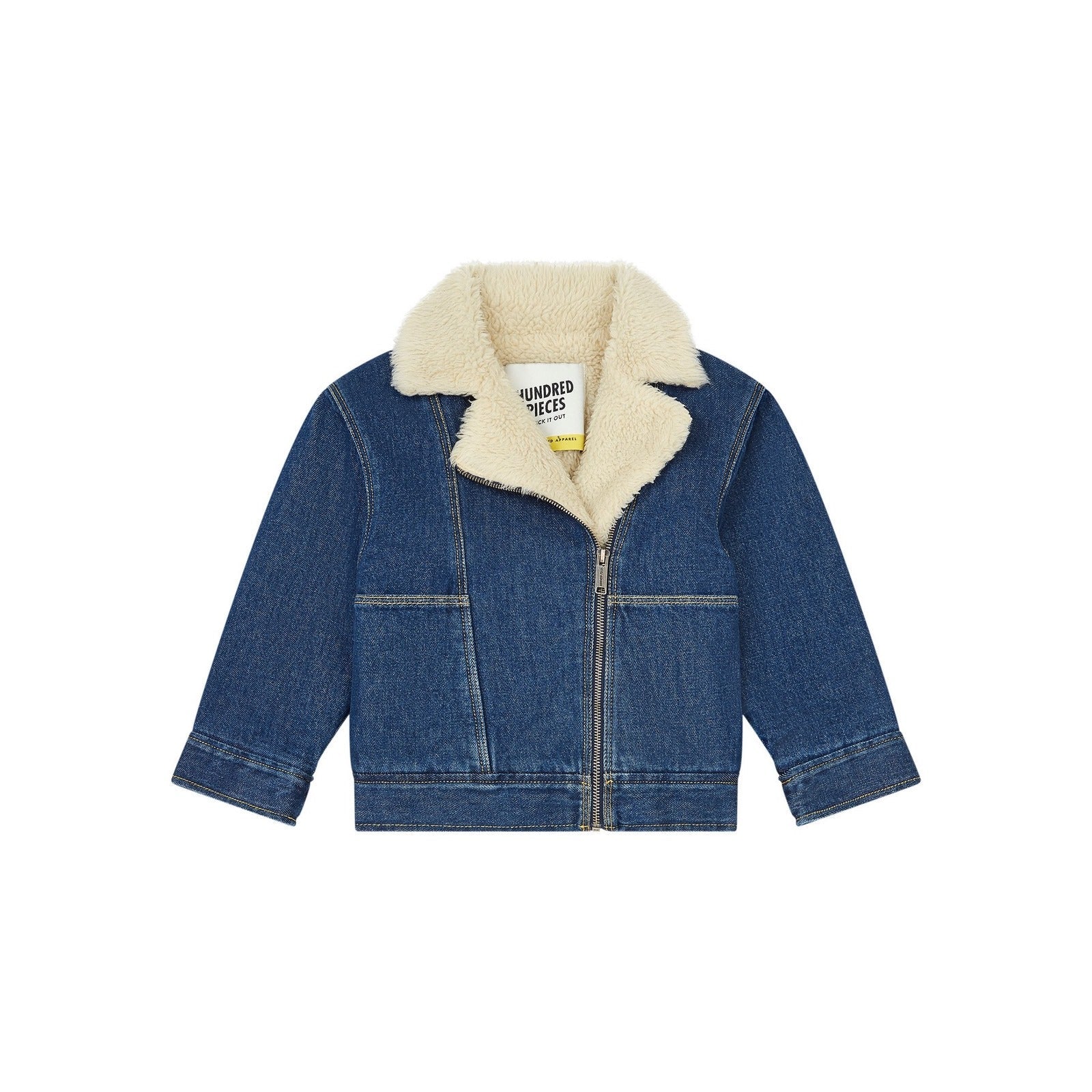 Organic Denim Jacket with Sherpa Lining - Blue - Girls