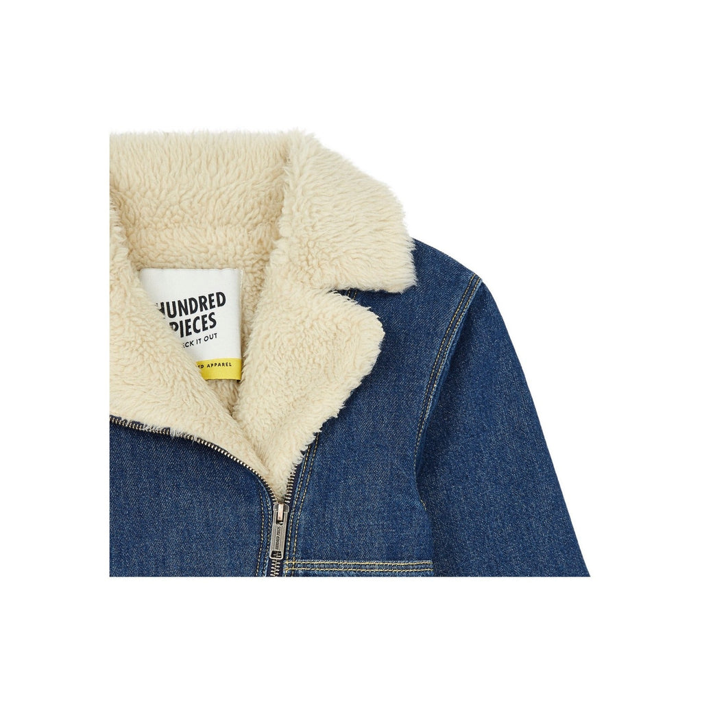 Organic Denim Jacket with Sherpa Lining - Blue - Girls