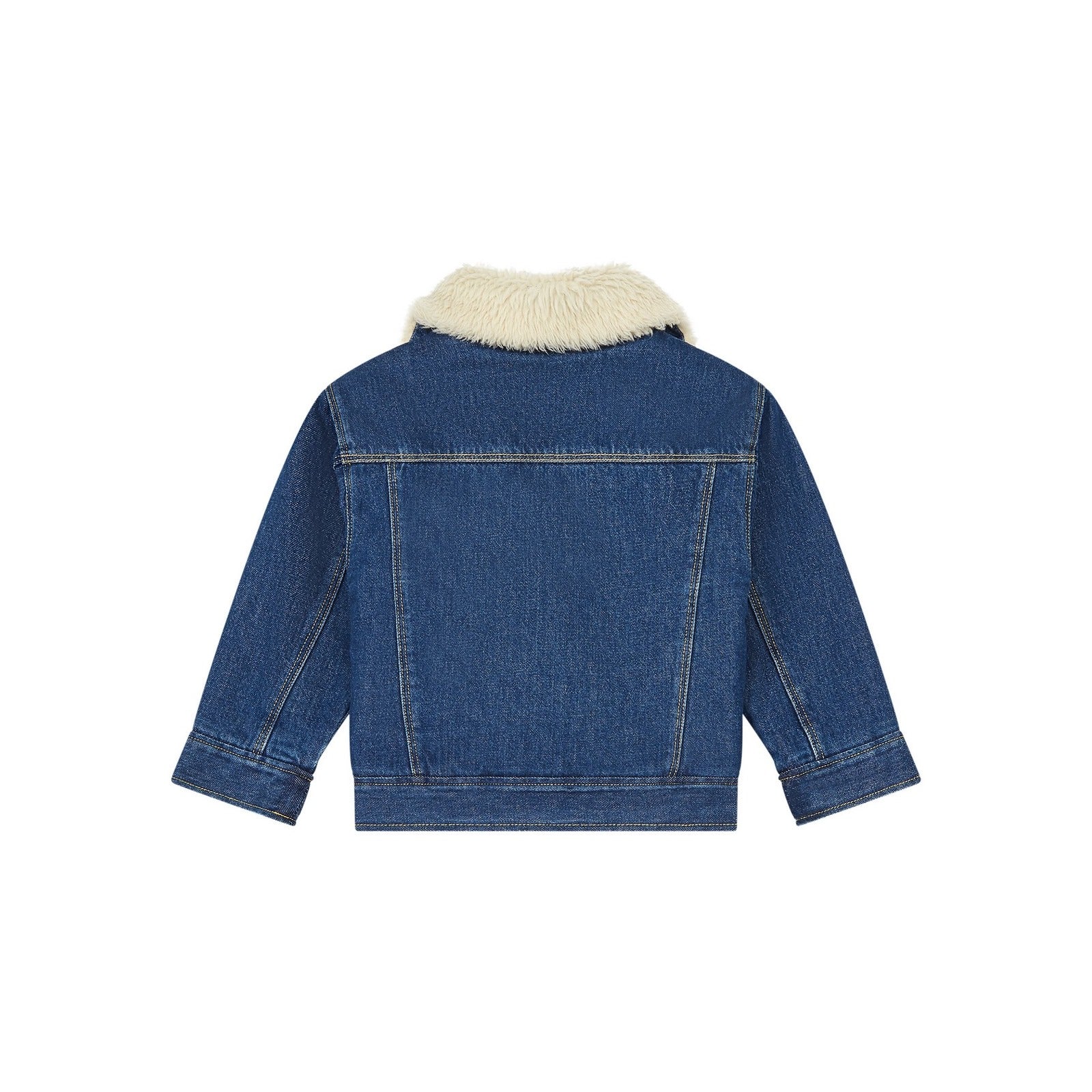 Organic Denim Jacket with Sherpa Lining - Blue - Girls
