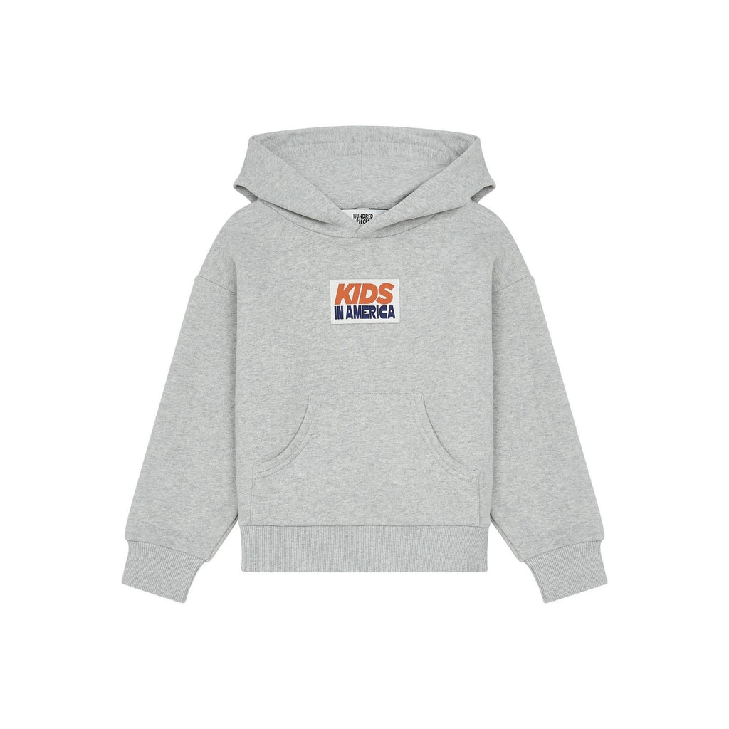 Hundred Pieces - Hoodie Kids In America Coton Bio - Gris Anthracite Chiné - Garçon