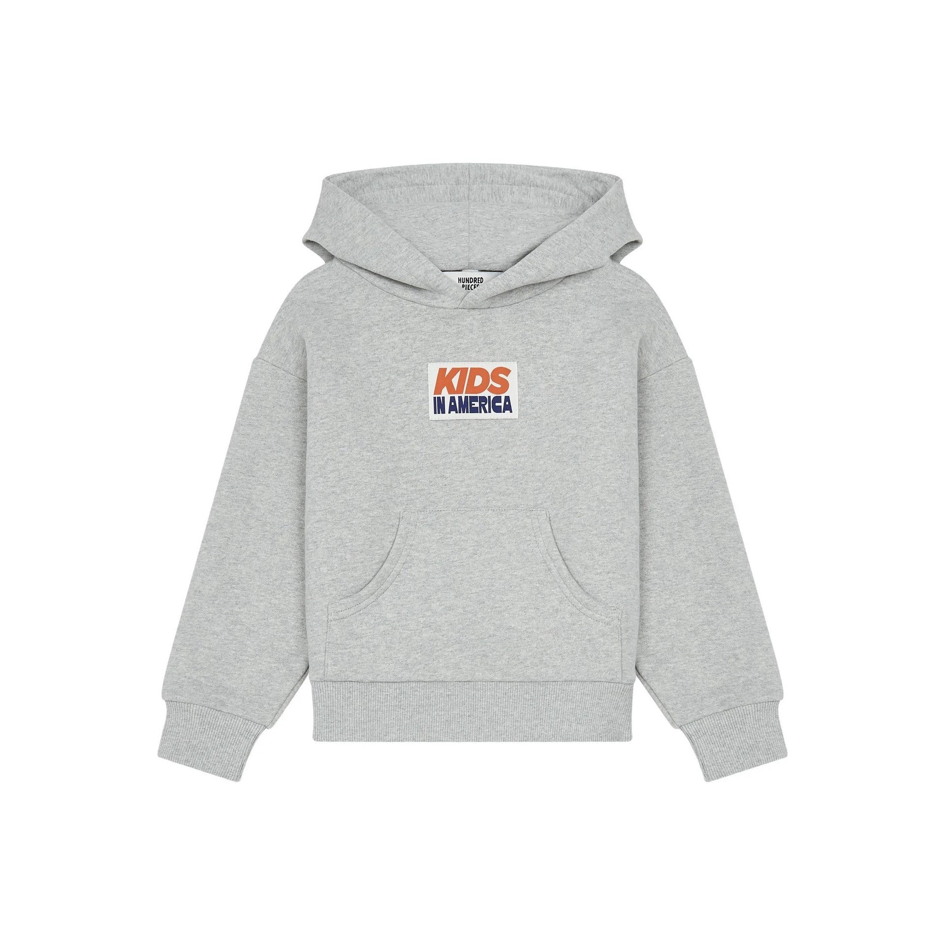 Hundred Pieces - Hoodie Kids In America Coton Bio - Gris Anthracite Chiné - Garçon