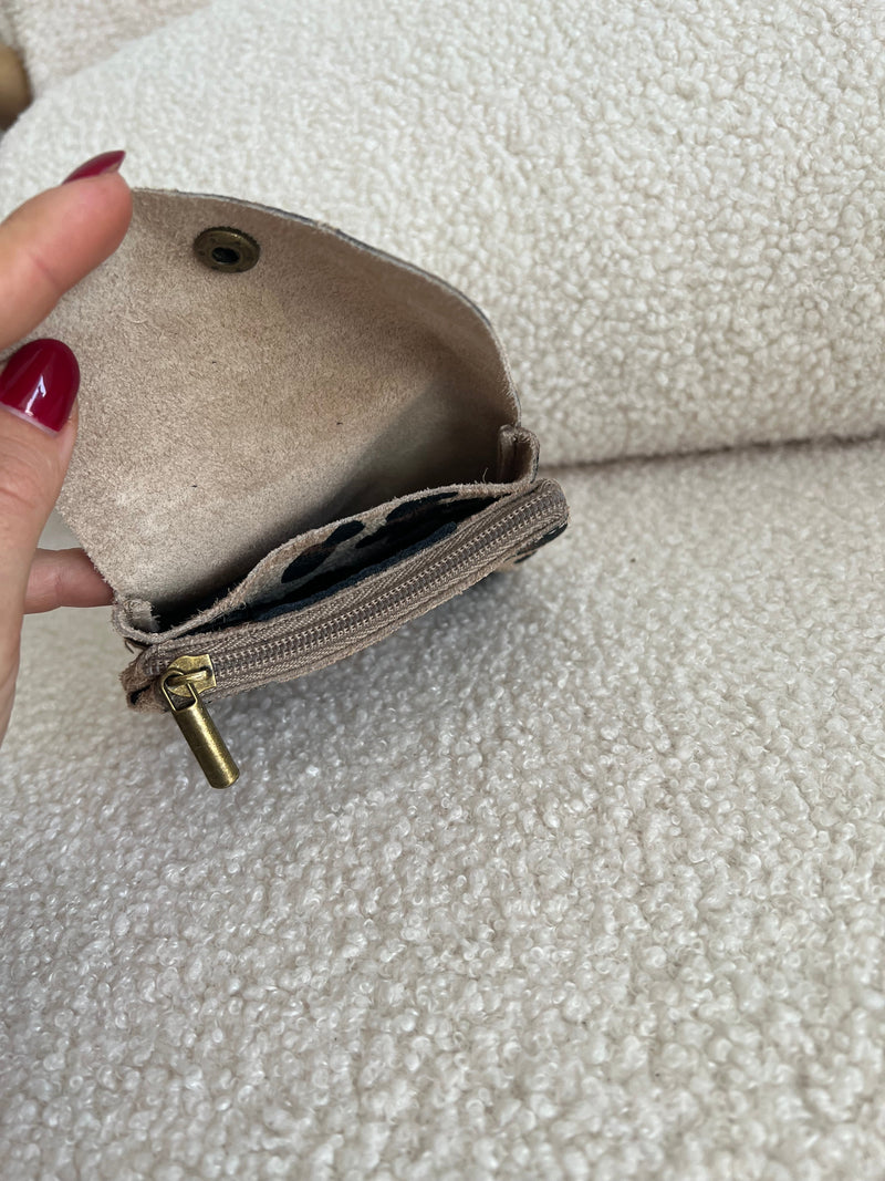 Petit Portefeuille/Porte-Monnaie En Cuir Léopard