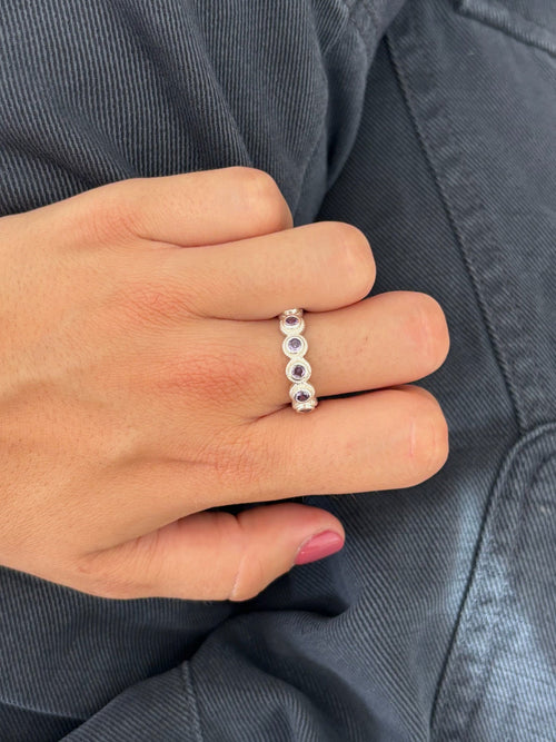 Anillo Lágrima Lila Plata