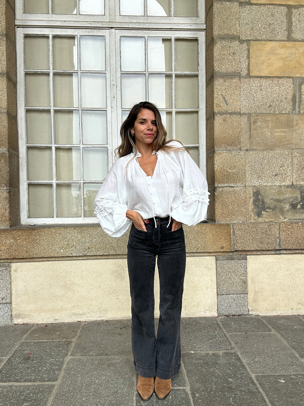 Esmée Ruffled Blouse in Ecru