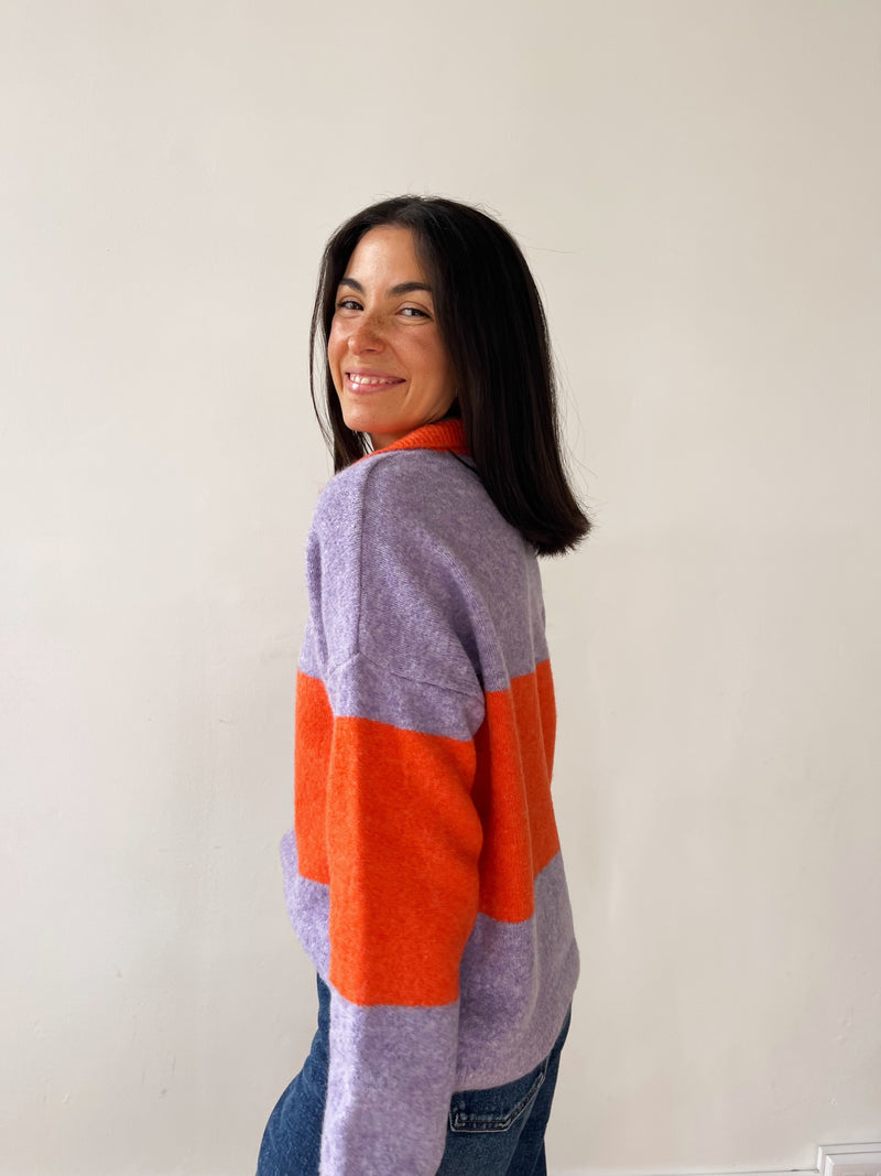 Pull Paola Orange Et Lilas