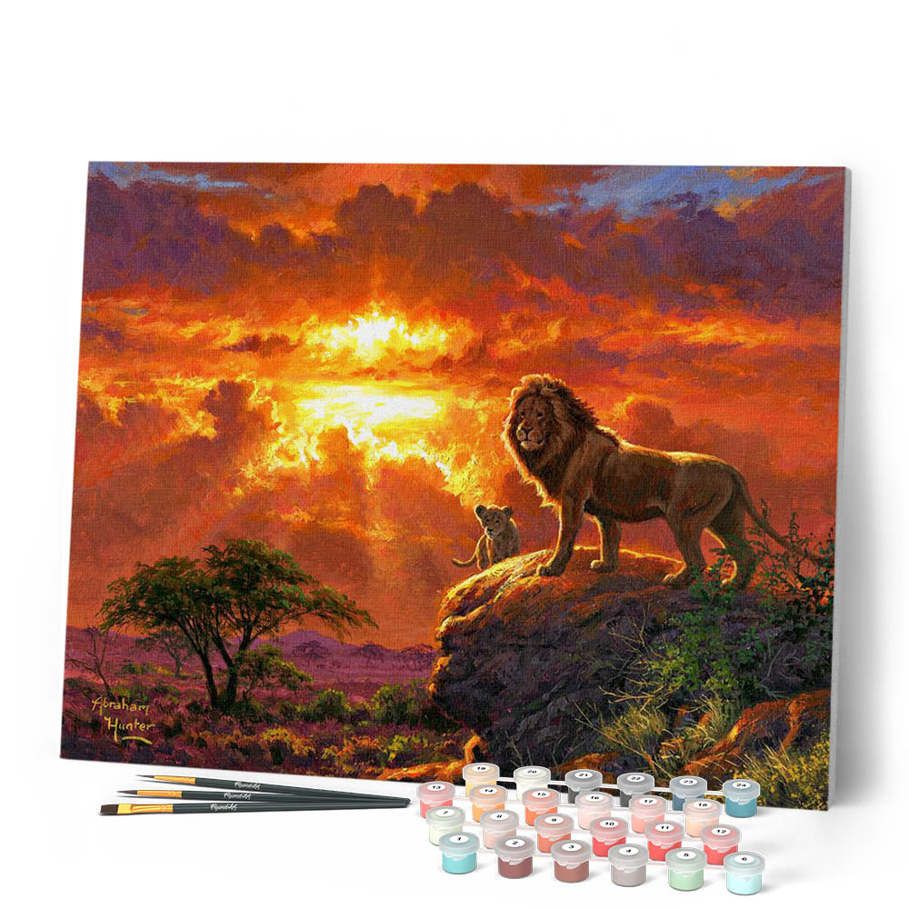 Peinture Par Numéros - Lion Au Coucher De Soleil