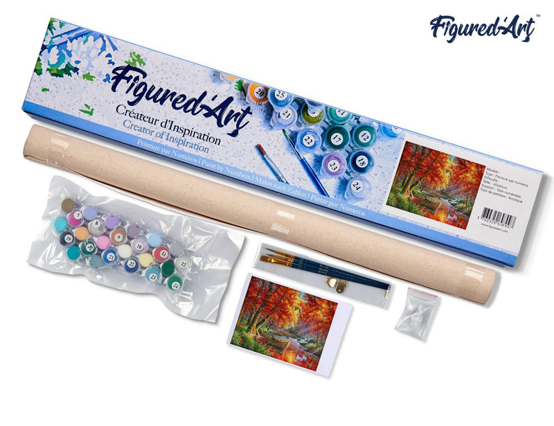 Peinture Par Numéros - Rivière D'Automne Et Barque