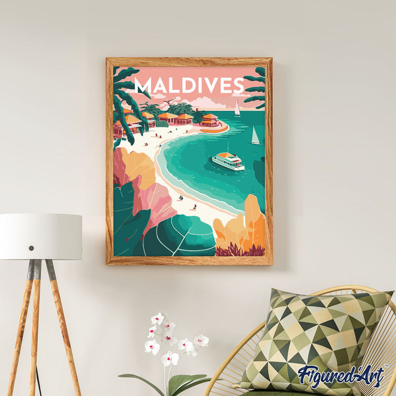 Peinture Par Numéros - Affiche Vintage Maldives