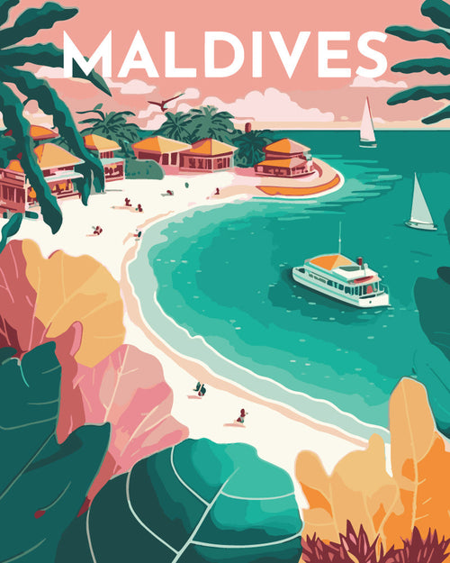 Peinture Par Numéros - Affiche Vintage Maldives