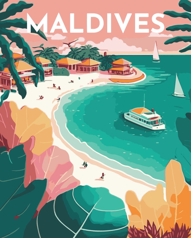 Peinture Par Numéros - Affiche Vintage Maldives