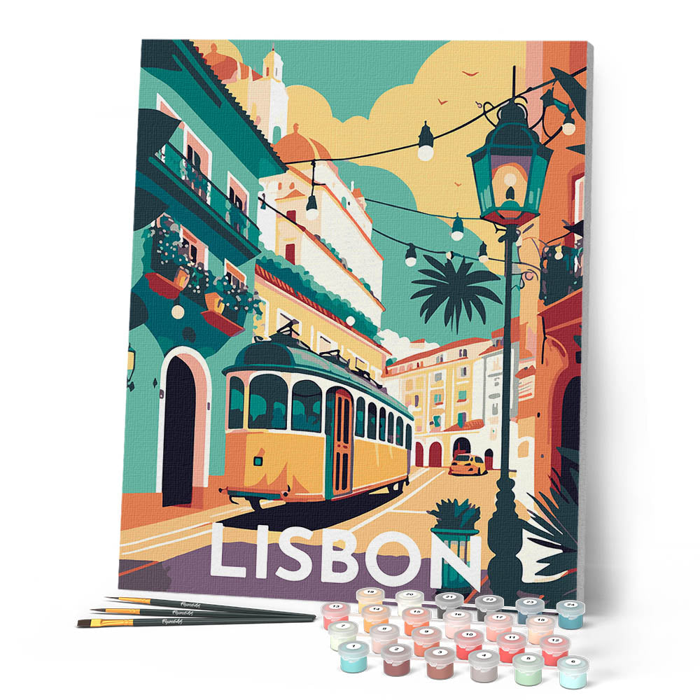 Pintura por números - Póster vintage Lisboa