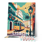 Pintura por números - Póster vintage Lisboa