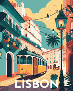 Pintura por números - Póster vintage Lisboa