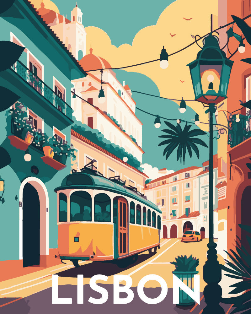 Pintura por números - Póster vintage Lisboa