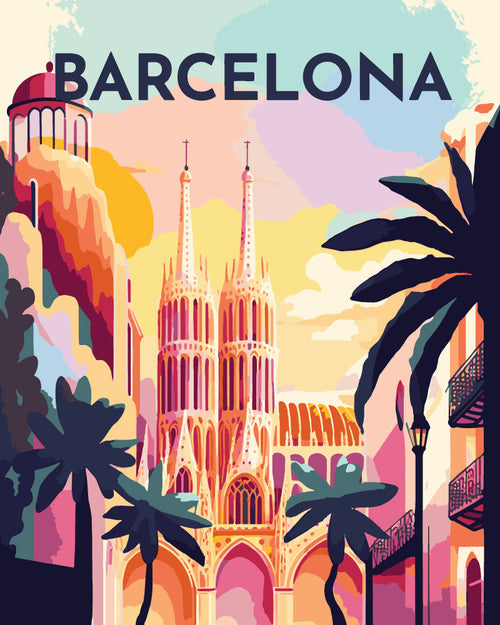 Peinture Par Numéros - Affiche Vintage Barcelone