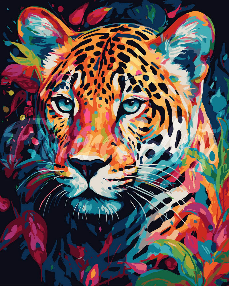 Pintura por números - Leopardo Colorido Abstracto
