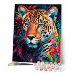 Pintura por números - Leopardo Colorido Abstracto