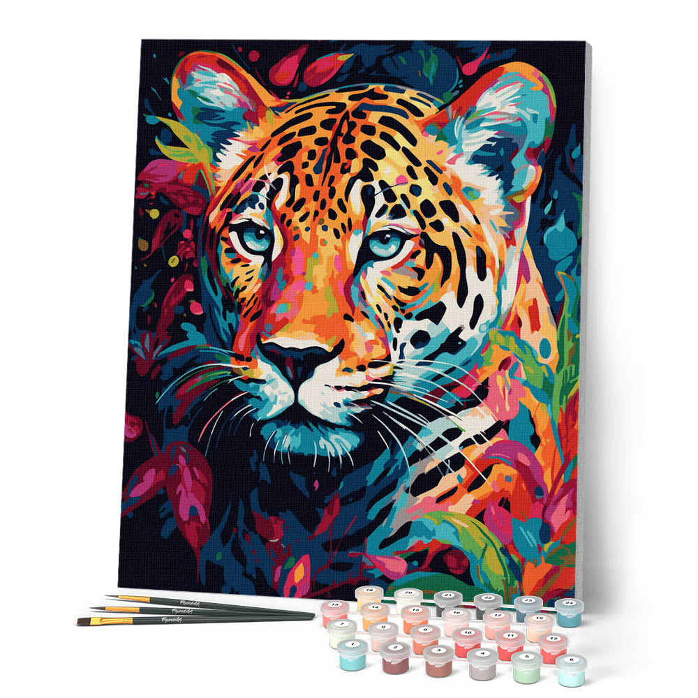Pintura por números - Leopardo Colorido Abstracto