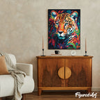 Pintura por números - Leopardo Colorido Abstracto