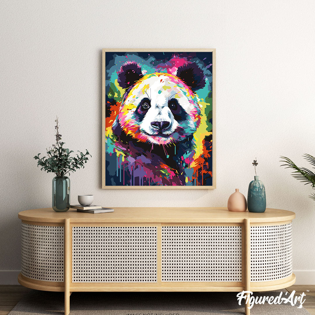 Paint By Numbers - Abstract Coloured Panda