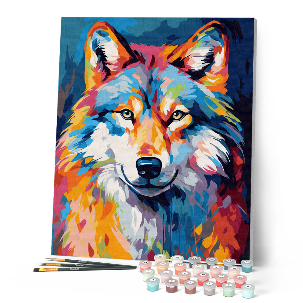 Peinture Par Numéros - Loup Coloré Abstrait