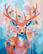Peinture Par Numéros - Cerf Coloré En Fleurs
